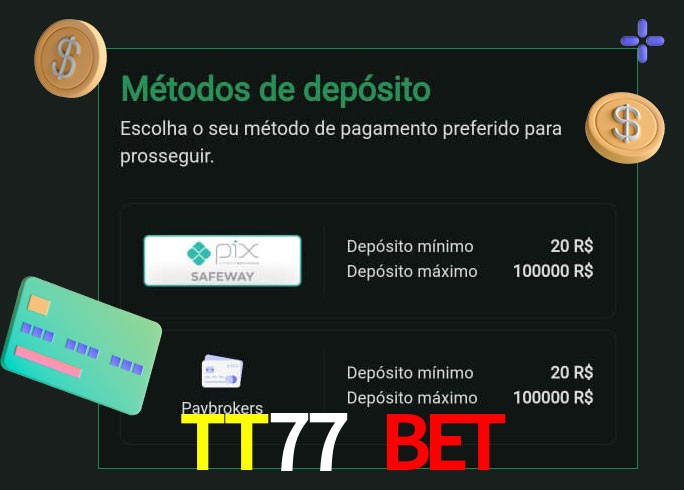O cassino TT77 Bet oferece uma grande variedade de métodos de pagamento